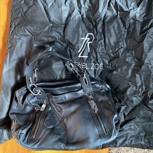 RACHEL ZOE BLACK LEATHER SATCHEL HANDBAG